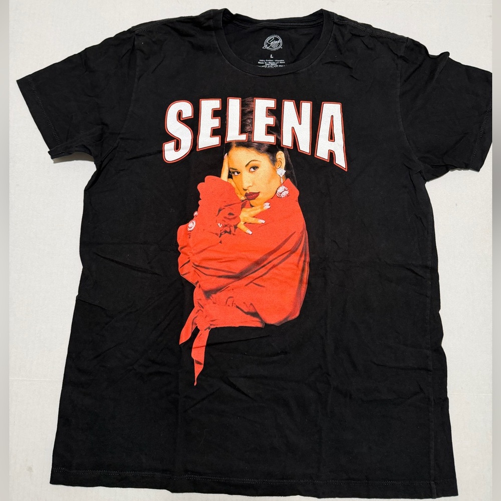 Y2K Selena Black T-shirt SS Tee, 100% cotton,‎ men's Large